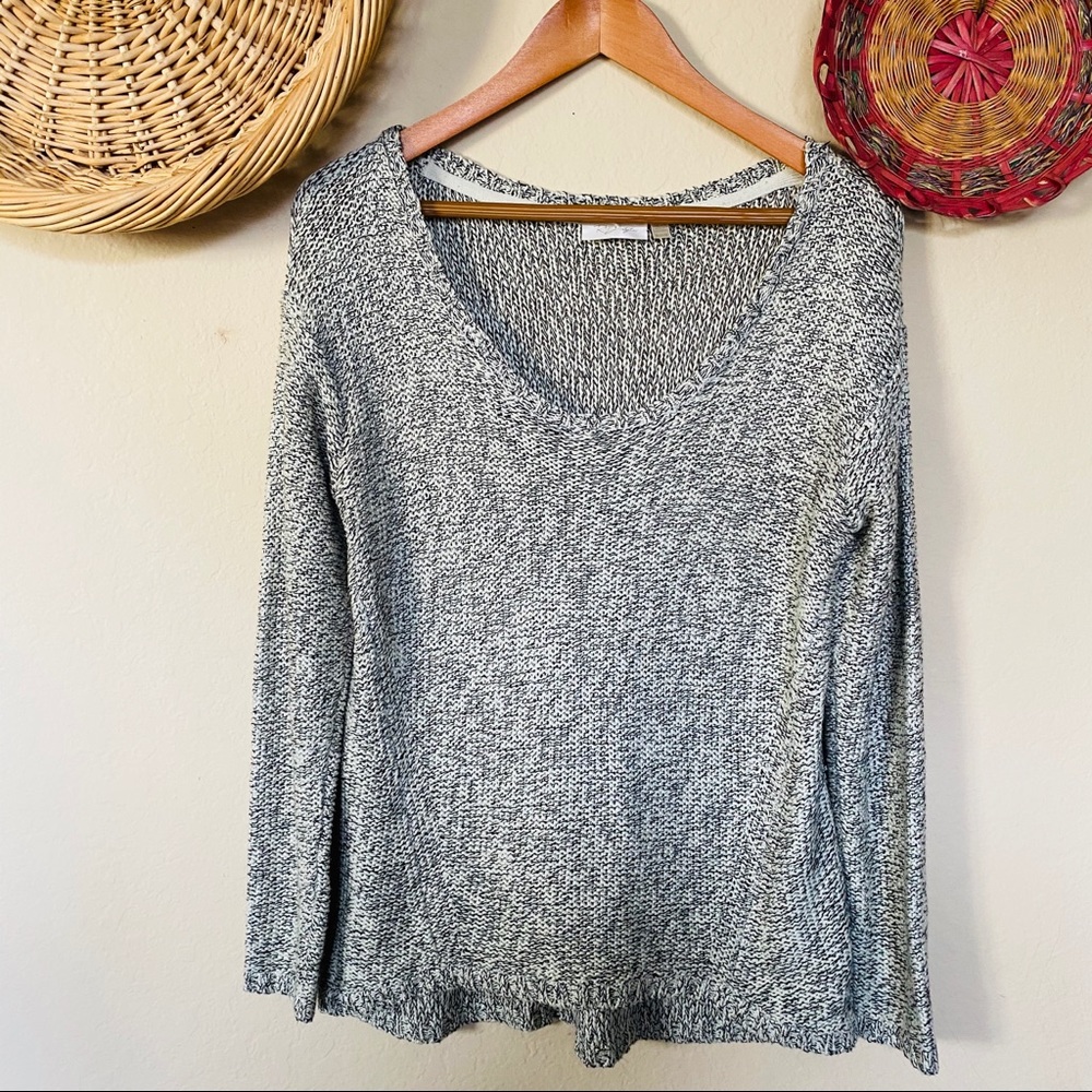 RD Style Knit Sweater Suede Elbow Pads Grey Size M